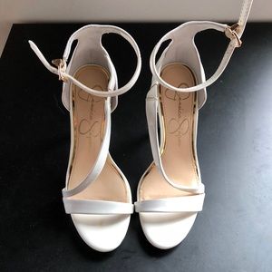 Sexy white strapped heels! By Jessica Simpson!